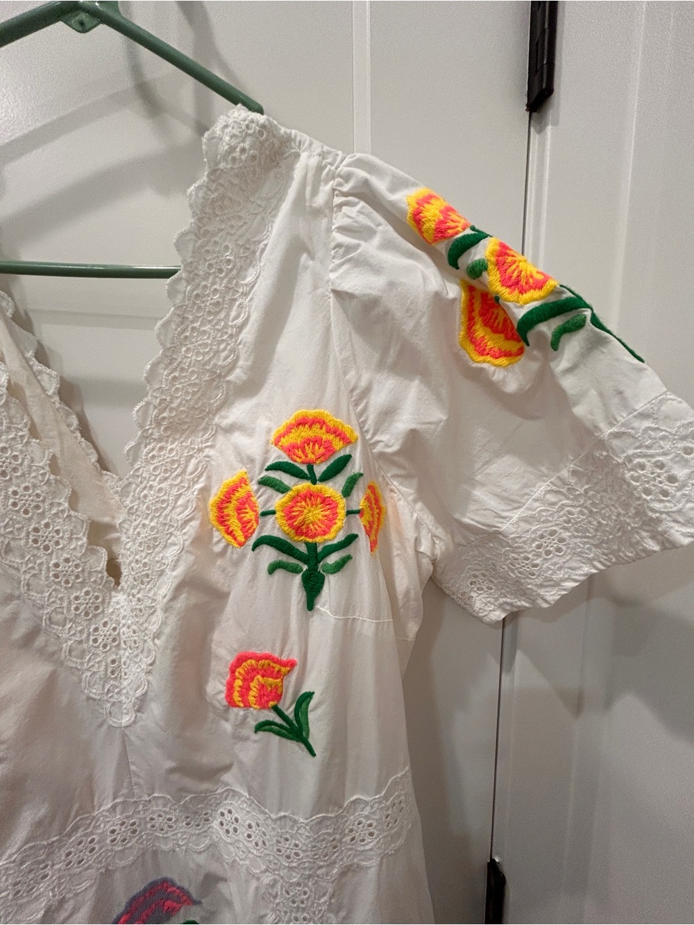 Boden white Lace-Trim V-Neck dress - Picture 7 of 13